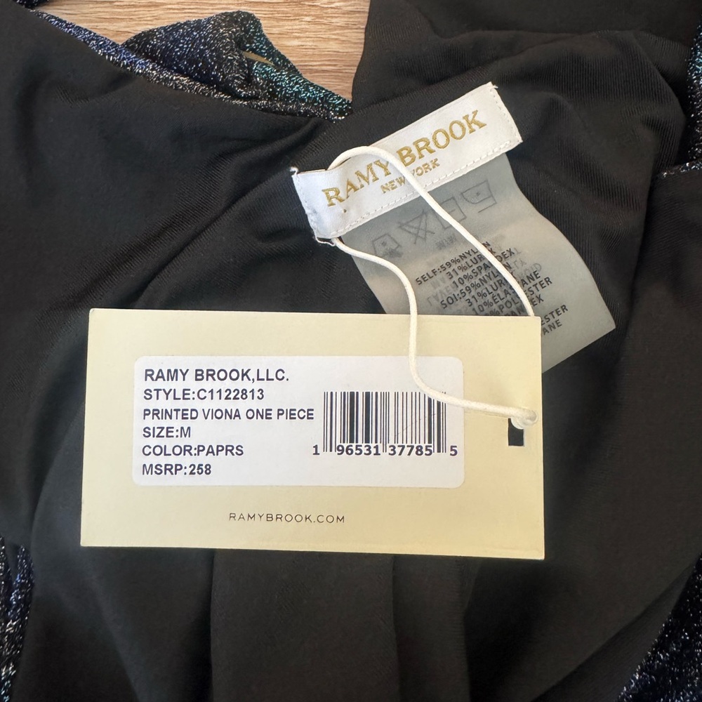 NWT Ramy Brook Printed Shimmery Paradise Sparkle Viona One-Piece Swimsuit Medium - Picture 6 of 10